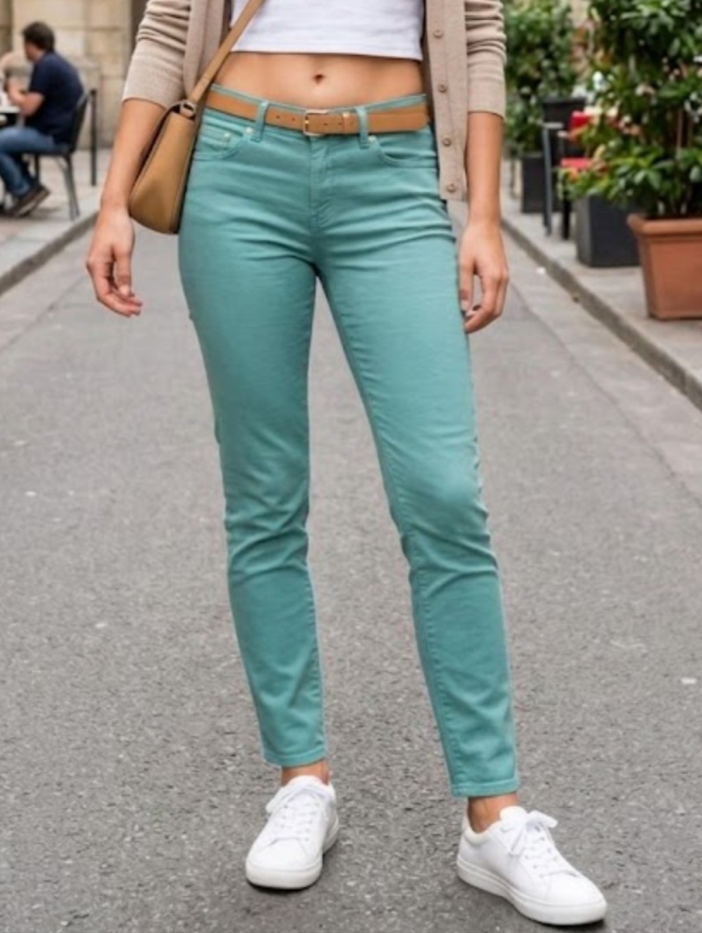 Tory Burch Women's Super Skinny Jeans Low Rise Aqua Green Size 28 Stretch.